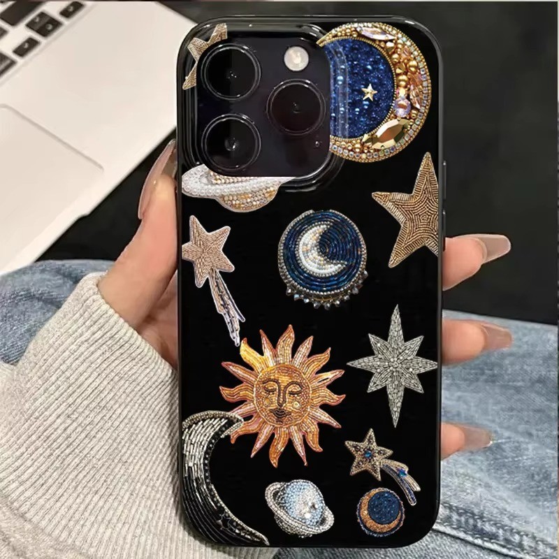 Vỏ Tương Thích Cho iPhone 11 16 15 Pro Max 16e 14 11 12 13 15 Pro XR XS Max X 7 8 Plus SE2022 Sáng Tạo Retro Họa Tiết Ngôi Sao Mặt Trời Mềm TPU Chống Sốc