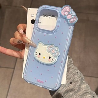 Phim Hoạt Hình Dễ Thương 3D Nơ Hello Kitty Mèo Sóng Điểm Ốp Lưng Điện Thoại iPhone 16 Pro Max 13 14 15 Promax Chống Sốc Ngọt Ngào Nữ Tính Silicon Mềm Vỏ Di Động