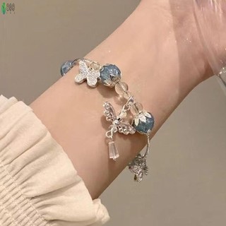 Vòng tay bướm phong cách Trung Quốc dễ phối cùng vòng tay thủy tinh lấp lánh làm quà tặng kỷ niệm ngày đính hôn sinh nhật
