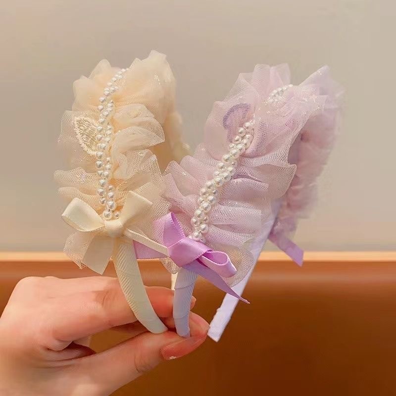 Băng đô xếp nếp bằng vải tuyn màu pastel thanh lịch - Phụ kiện thời trang