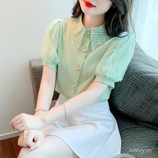 Áo blouse Barong tay phồng hiện đại của phụ nữ Philippines, ren tương phản ngọc trai, trang phục chính thức và thường ngày lấy cảm hứng từ châu Á cho phụ nữ
