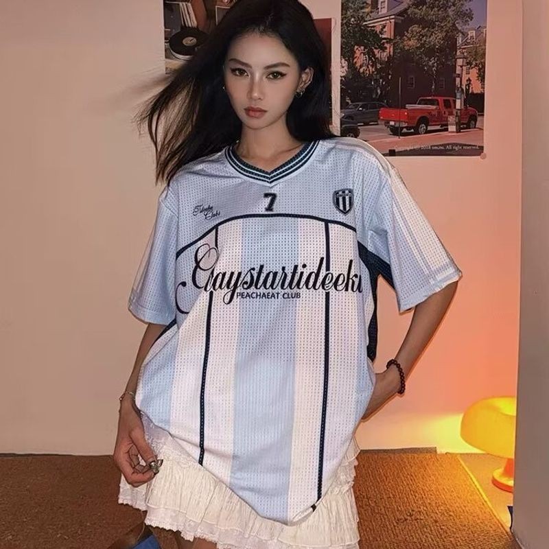 ThaliaWisp Áo Thun Nam American Retro Digital 7 In Hình Mùa Hè Thể Thao Mới Top