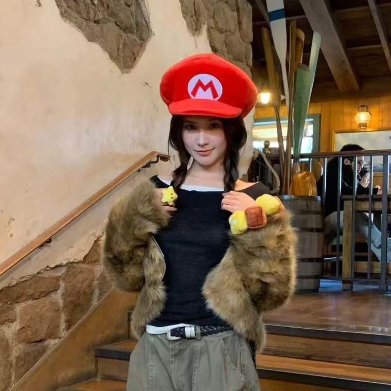 Mũ Mario, trang phục cosplay Super Mario, mũ bóng chày thời trang cho đầu lớn, unisex, hàng hóa của Universal Studios