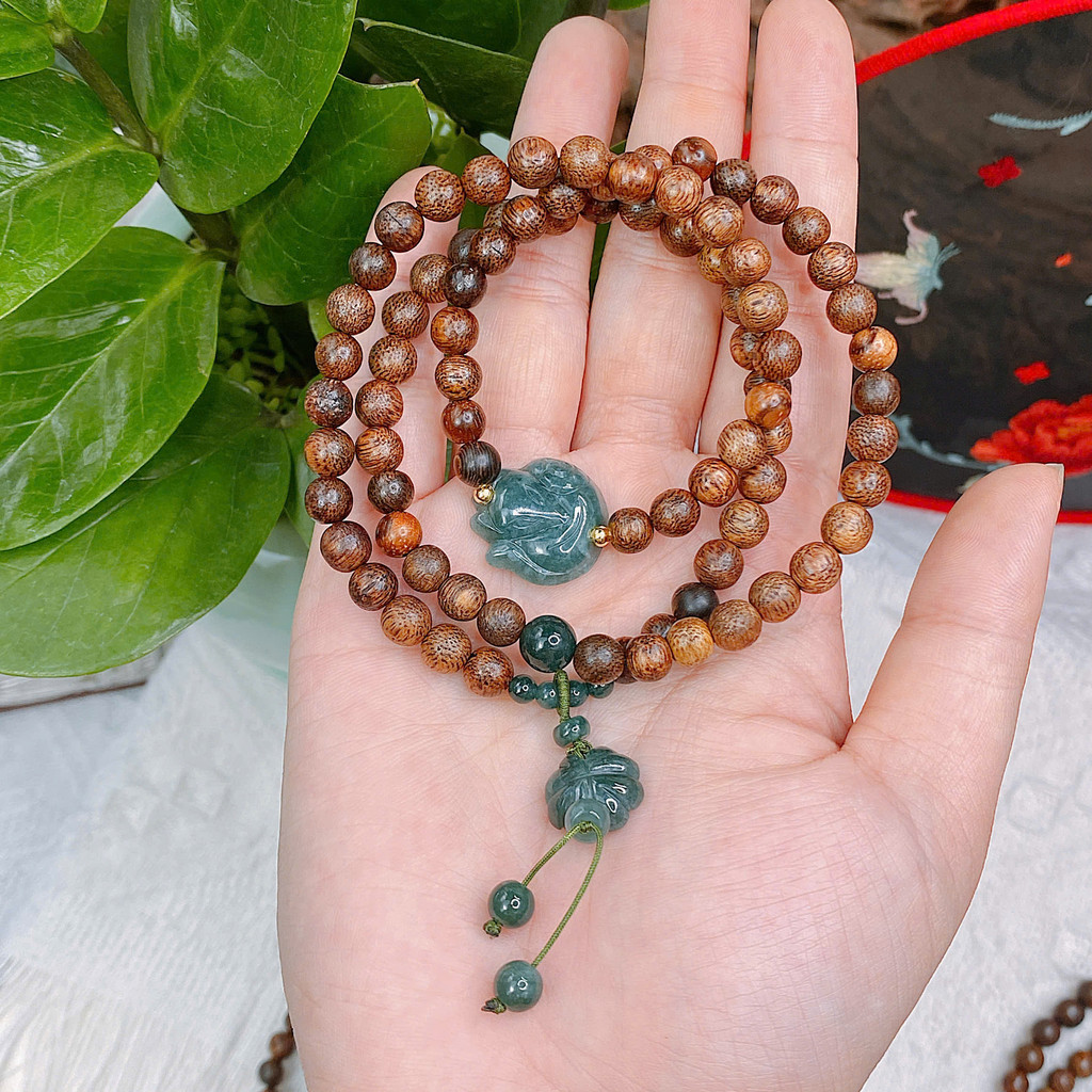 Vòng Trầm Tốc quấn 3 vòng mix charm Hồ Ly, Điếu, Lu Lam Ngọc – Phong Thủy Chiêu Tài, Vượng Duyên