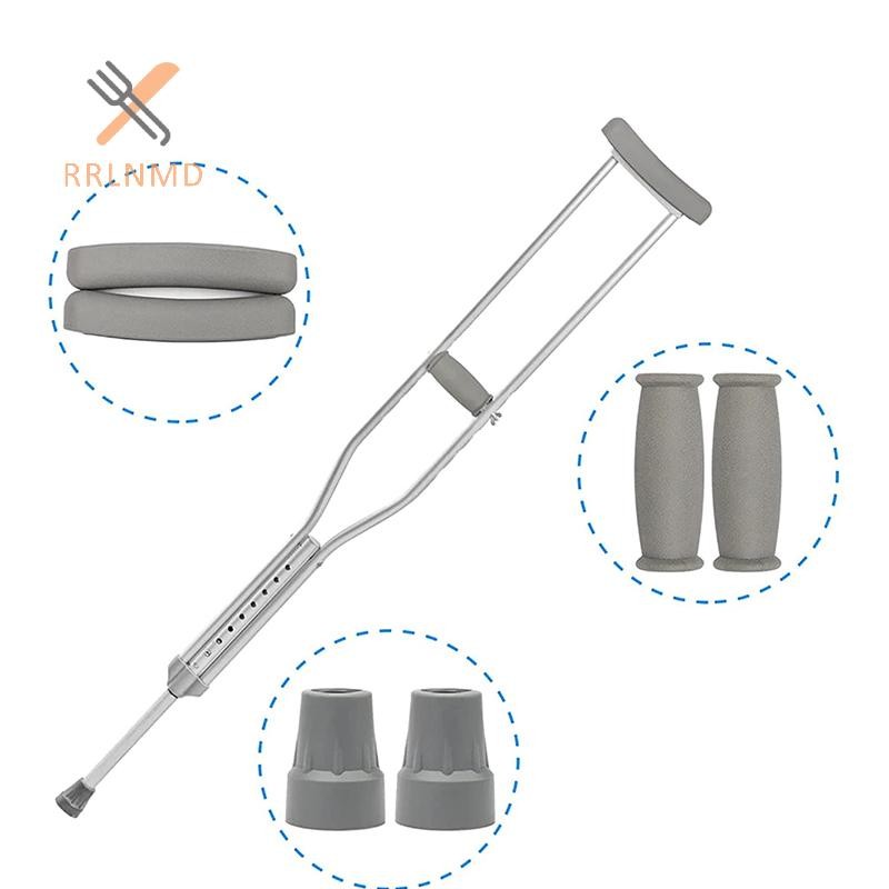 RRLNMD 6 Cái / bộ Phụ Kiện Nạng nách Bộ Miếng Lót Thay Thế Cao Su Chống Trơn Trượt Nách Đệm Tay Miếng Lót Phụ Kiện MỚI