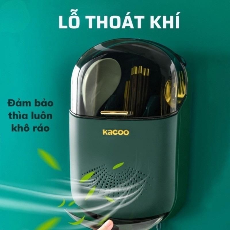 Hộp Đựng Đũa Muỗng Treo Tường Có Khay Đỡ Nước - Ống đựng đũa gắn tường có nắp đậy Kích thước: 31x20x8 cm AMIZIN