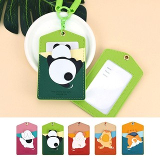Vỏ thẻ RISEDOT, Hộp đựng thẻ dây chuyền có thể thu vào mùa xuân nhiều màu, Bền PU Panda Rabbit Piggy Dog Cat Card Tay áo thẻ xe buýt