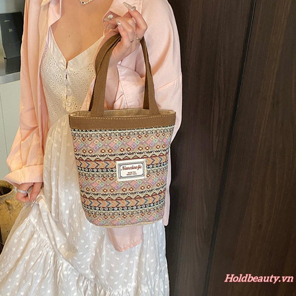 Túi xách nữ Canvas Tote họa tiết hình học hợp thời trang Túi xách cho du lịch đi biển mua sắm hàng ngày