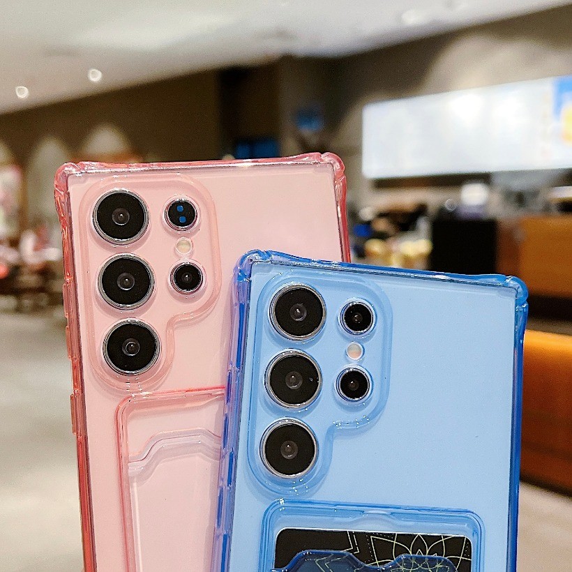 Ốp Lưng Đựng Thẻ Cho OPPO A3 Pro A80 A3X A3 A40 A60 Reno 13 13F 12F 11F Reno 6 8 7 5G Ốp Điện Thoại Trong Suốt Màu Kẹo Túi Khí TPU Khe Cắm Thẻ Bao