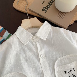 Áo sơ mi ngắn tay cotton mùa hè cho bé trai, áo polo mỏng thời trang cho trẻ nhỏ và bé trai, áo thun trắng