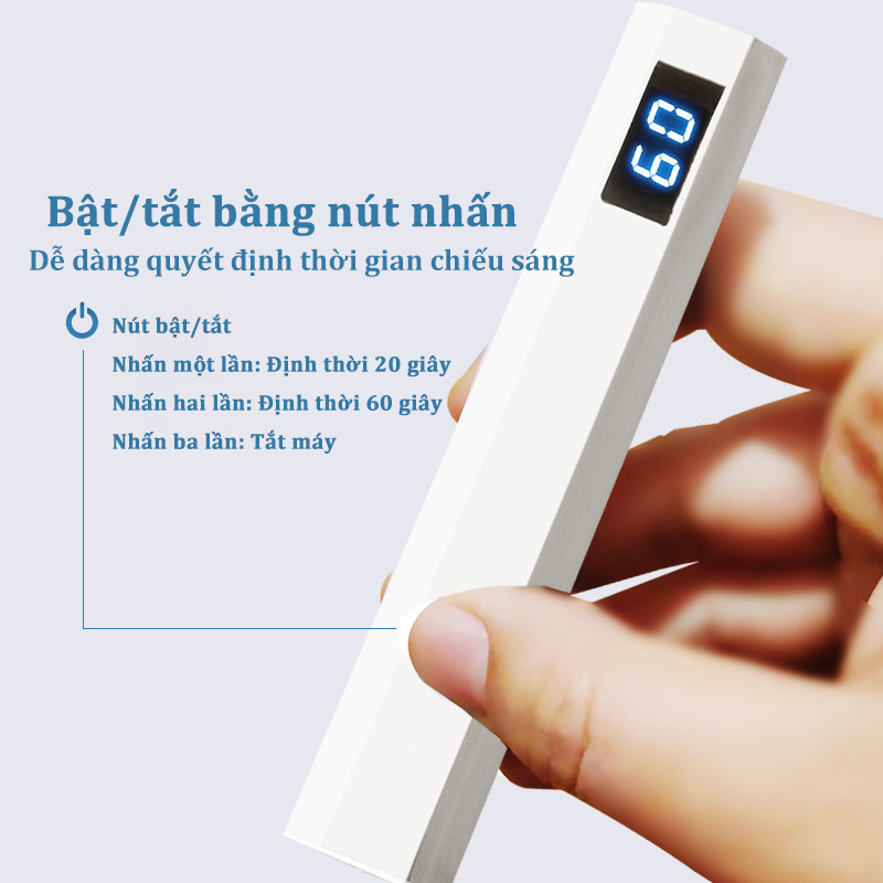 Đèn hơ móng mini cầm tay, Đèn uv Sấy Khô Sơn Móng Tay, Có Màn Hình led Hiển Thị Nhanh Chóng