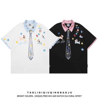 GKSSS Phong Cách Mới Polo Áo Sơ Mi Ngắn Tay Áo Thời Trang Hàn Quốc Hoa Graffiti Thiết Kế Chất Lượng Cao Trung Tính Phong Cách