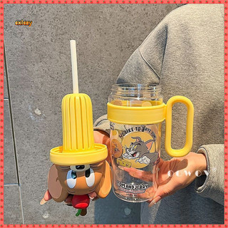 Mèo Và Chuột Hoạt Hình Búp Bê Ice Master Chai Nước 1.000Ml Cốc Uống 2025 Sinh Viên Dung Tích Lớn Ống Hút Cốc Đá Dễ Thương Master Cốc Bụng Lớn Cốc