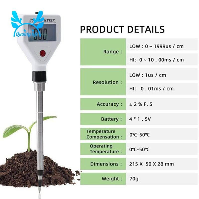 Kiểm tra độ dẫn điện Trồng cây trong chậu Máy đo EC Máy dò nông nghiệp hoa và thực vật -Trắng