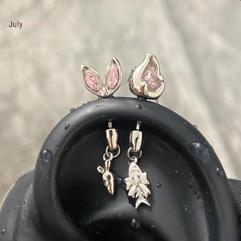 JULYHOT 1 Cái Hình Tai Flash Zircon Trái Tim Mặt Dây Chuyền Xương Tai Móng Tay Bông Tai Cho Nữ Hợp Thời Trang Cơ Thể Xuyên Phụ Kiện Massivedeals