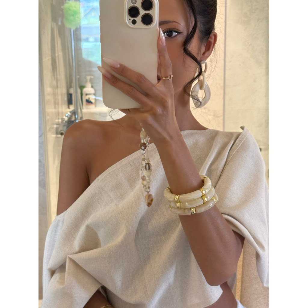 Châu Âu Mỹ Bohemian Thời Trang Ánh Sáng Sang Trọng ins Phong Cách Đính Hạt Vòng Tay Đàn Hồi Bộ Đảo Kỳ Nghỉ Phong Cách Vòng Tay Tre