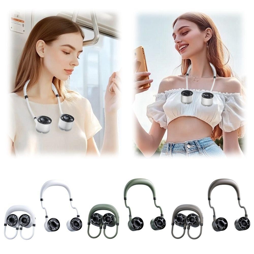 Quạt treo cổ DARON, Quạt di động có thể gập lại siêu yên tĩnh gió mạnh, Máy điều hòa cá nhân An toàn đa chức năng 4 tốc độ Quạt rảnh tay có thể điều chỉnh Đi bộ đường dài