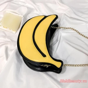 Dễ Thương Chuối Đeo Ngang Túi Nữ Hợp Thời Trang Dây Xích Mini Di Động Túi Điện Thoại Ví Túi Xách Đi Biển