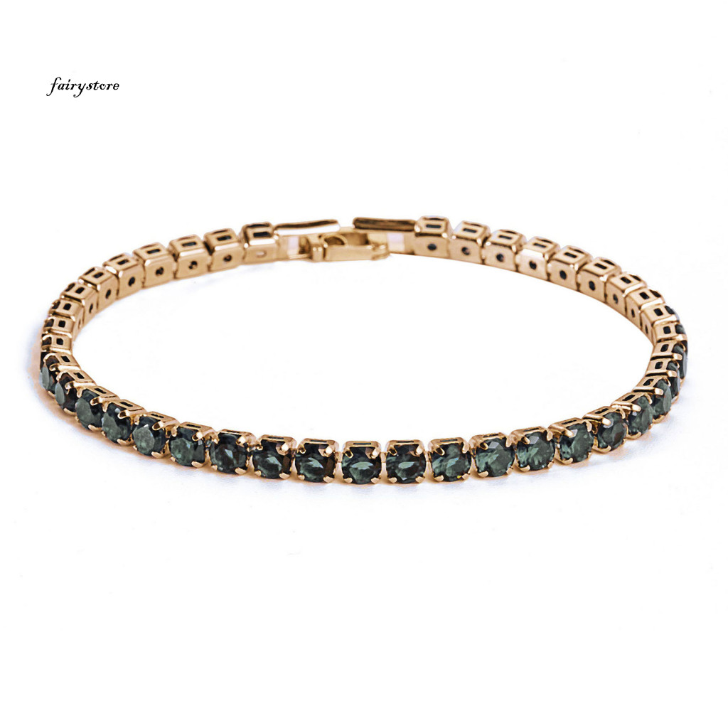 Fairystore| Vòng Tay Sang Trọng Kim Cương Giả Tinh Tế Nhiều Màu Lấp Lánh Trang Phục Ravishing Vòng Tay Quần Vợt Nữ Cổ Tay Trang Sức Cho Nữ