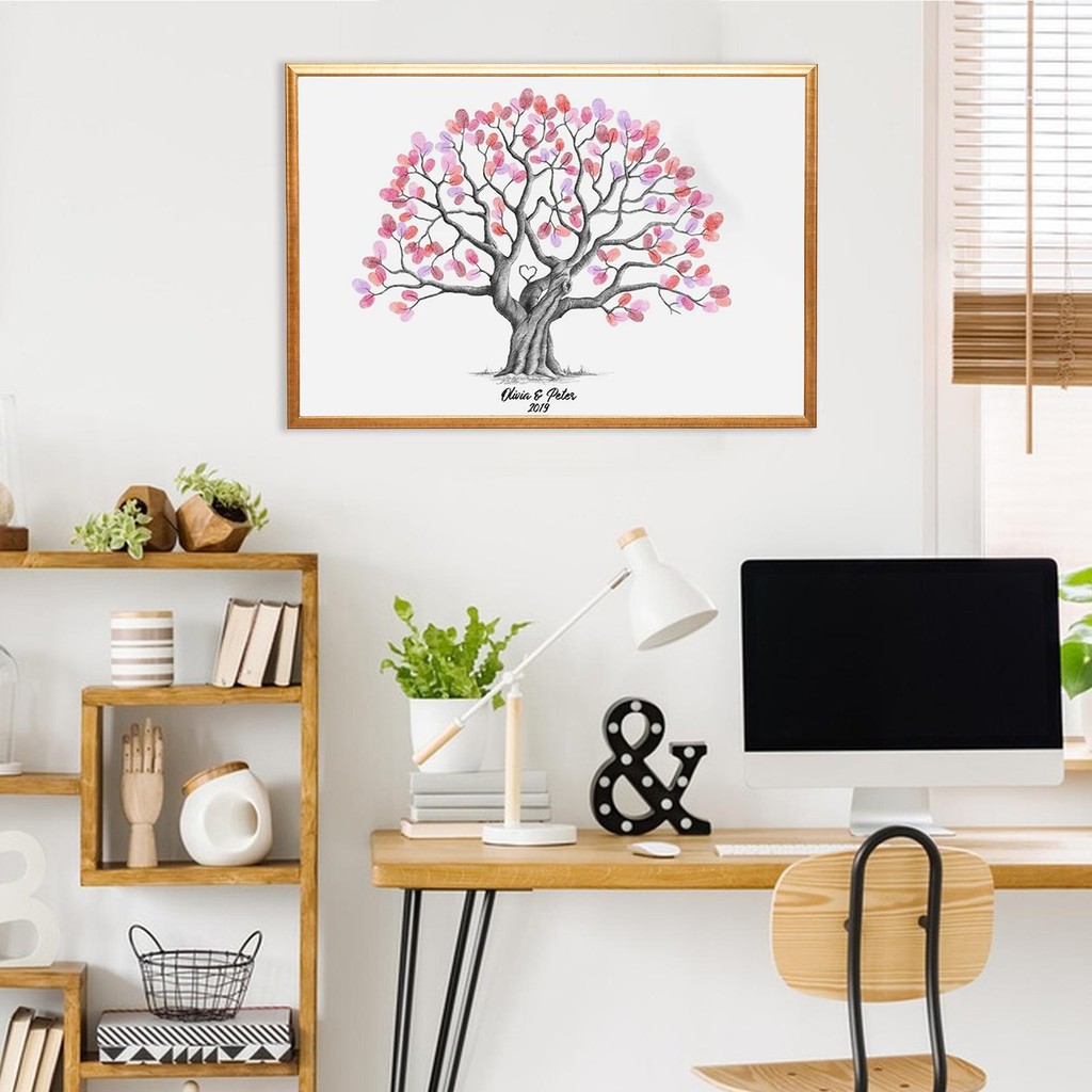 Fingerprint Tree Canvas Creative Guest Book Large Wedding Fingerprint Thumbprint Tree Family Signature Canvas gelhvn