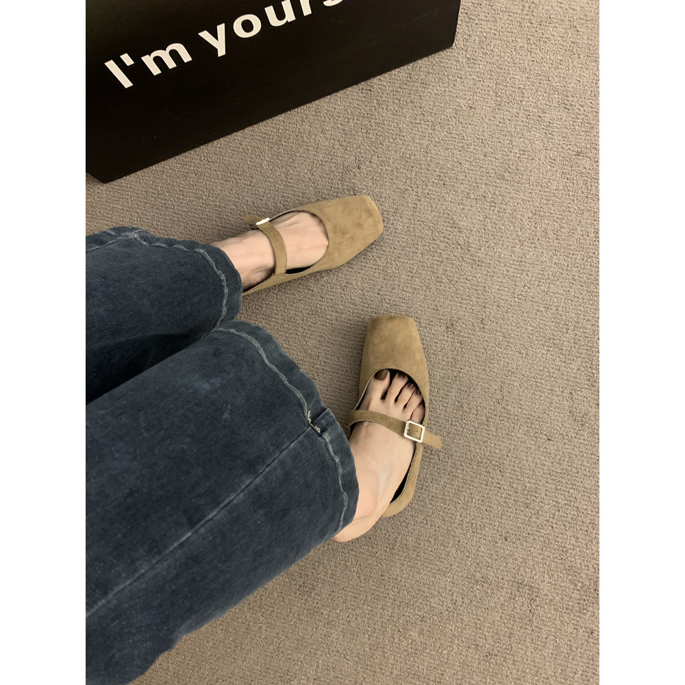 Giày nữ size 32-44 mũi vuông retro phong cách Hàn Quốc da nhỏ kiểu Mary Jane cho sinh viên JUNE10