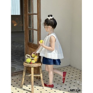 13-45kg (hàng thiết kế) Set áo babydoll mix quần bò đùi cho bé gái Nabi