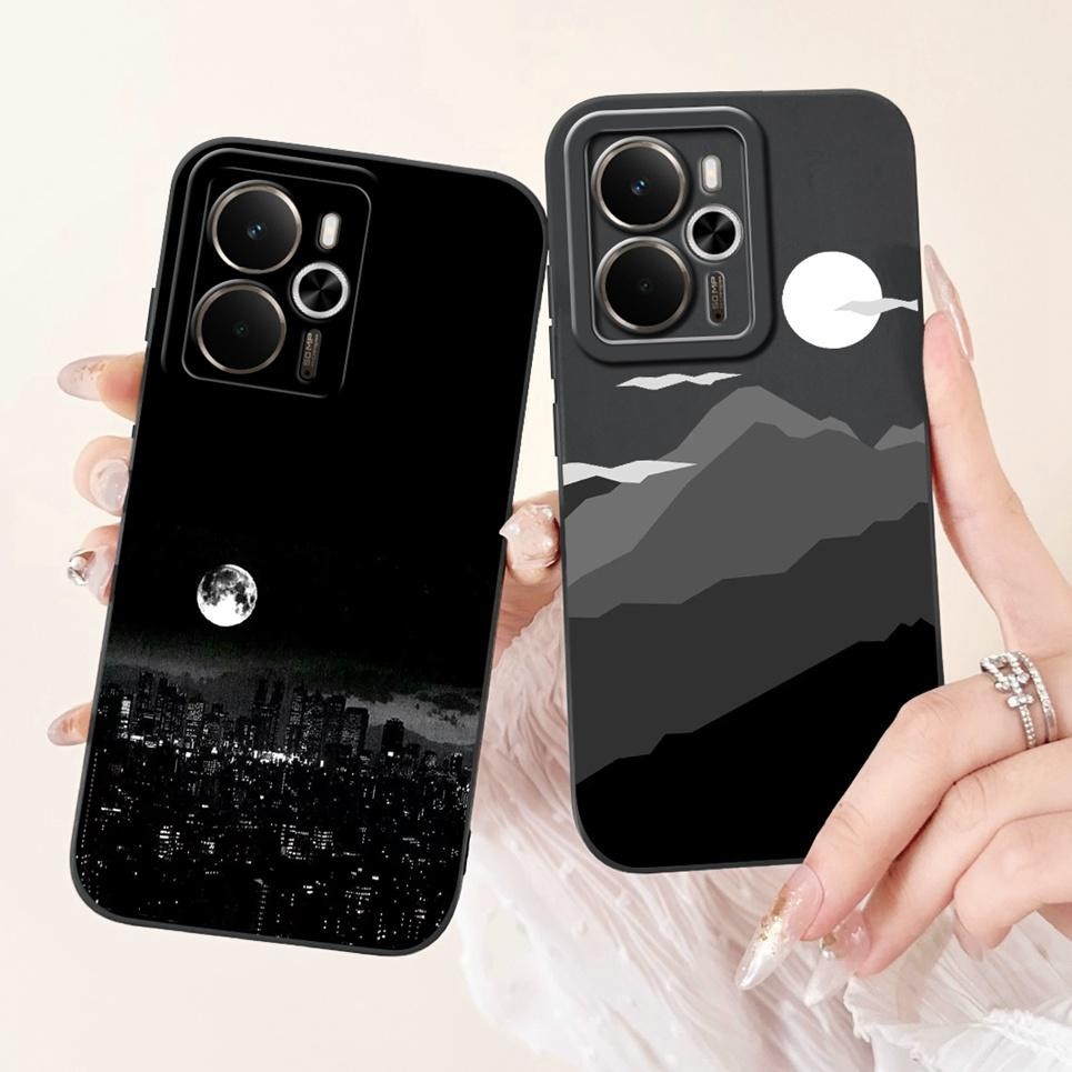 Ốp Điện Thoại Silicon Lỏng Thẩm Mỹ Đen Phong Cảnh Ban Đêm Ốp Lưng Cho Realme 14T 14 5G / Realme 14x Ấn Độ Vỏ Mềm Thời Trang Ốp Lưng