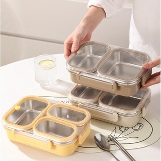 Hộp Bento THEHOMECO, Hộp Cơm Trưa Inox Chống Rò Rỉ, Hình Chữ Nhật 2 / 3 / 4 Dây Chia Kín Hộp Đựng Thực Phẩm Người Lớn