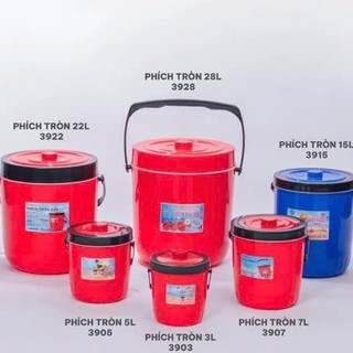 Phích tròn đựng đá giữ nhiệt 3L /5L /7L /10L /11L /15L ,  thùng đựng nước tròn Việt Nhật nhựa PP cao cấp