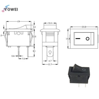 YOWEI 5 Nút ấn 2Pin Snap-in Bật / Tắt Rocker có nắp chống nước Đen VN