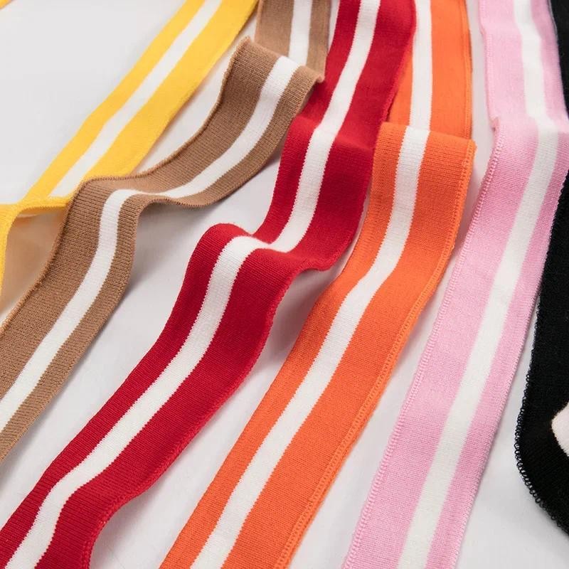 Nhiều Màu Sọc Cotton Spandex Sườn Vải Cho Cổ Vòng Cổ Và Cổ Chất Liệu Cho Thể Thao Đồng Phục Quần Áo Phụ Kiện TJ0510