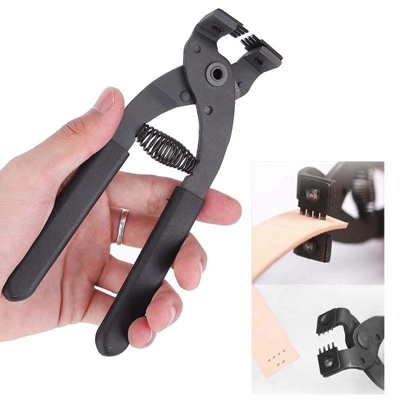 17cm HandHeld Thép Carbon Im Lặng Kìm Da Thủ Công Lỗ Punch Tool 4mm (4 Răng)