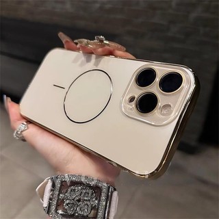 Ốp điện thoại di động hút từ tính mạ điện sang trọng cho iPhone16 15 14 13 12 11 Pro Max bảo vệ camera chống sốc chống rơi mặt sau cứng