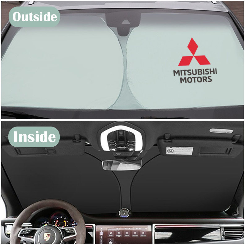 Tấm che nắng có thể gập lại Mitsubishi Tấm che nắng Tấm che nắng ô tô Công cụ làm mát chặn tia cực tím cho Xpander Delica Pajero Sport L200 Fuso Eclipse Cross Attrage Mirage G4 Triton Lance
