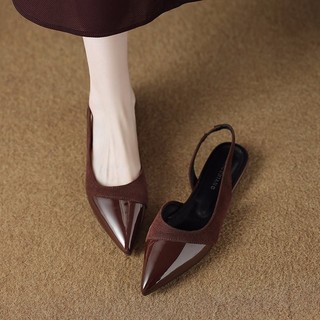 35-42 Dép sandal phẳng mũi nhọn cho phụ nữ với một dây đeo, kích thước lớn, cắt bên