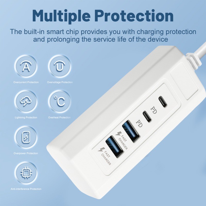 Bộ Chia Sạc 2PD 2USB Đa Năng - Bộ Chuyển Đổi 4 Trong 1 25W Chắc Chắn - Phụ Kiện Nối Dài Điện Thoại Bền Đẹp