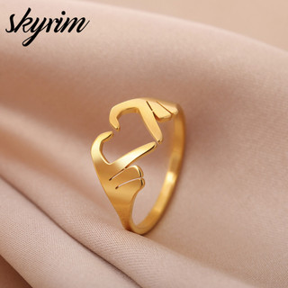 Nhẫn Trái Tim SKYRIM Cho Nữ Bé Gái Thép Không Gỉ Xu Hướng Tối Giản Trang Sức Quà Tặng