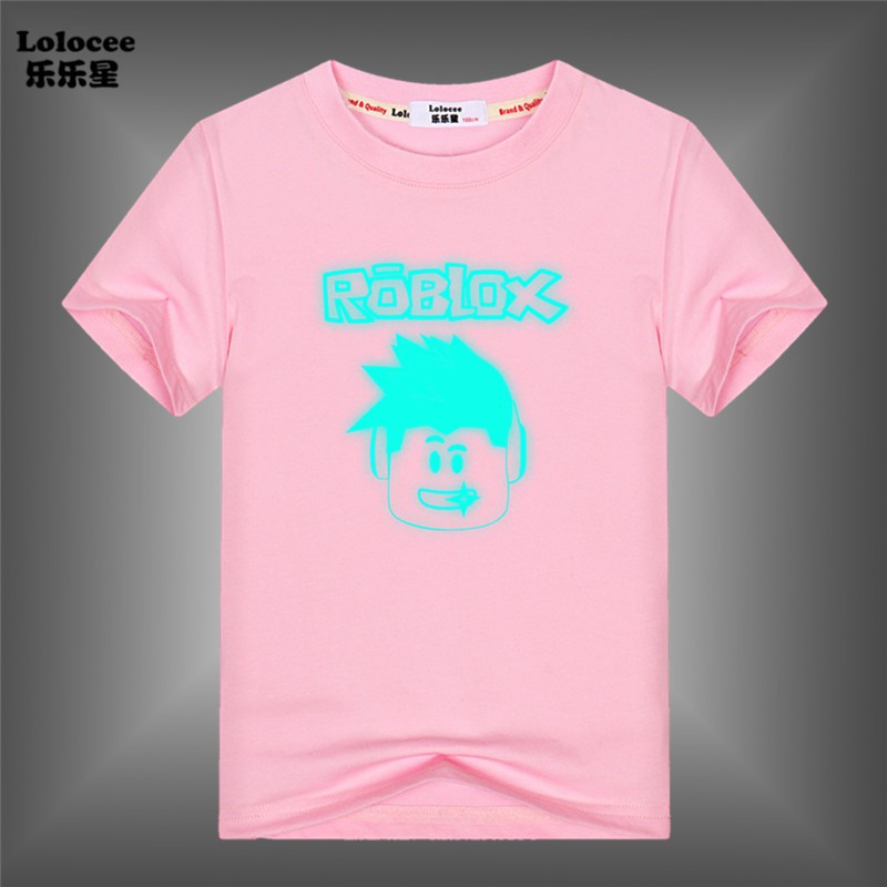 Áo thun trẻ em hoạt hình Roblox 2D, tay ngắn phát sáng, áo mùa hè phát sáng trong bóng tối