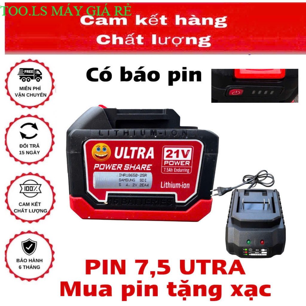 Pin 15 Cell UTRA 7,5 AH 21v Chân Pin Phổ Thông M21 Báo Pin Dòng Xả Cao ...