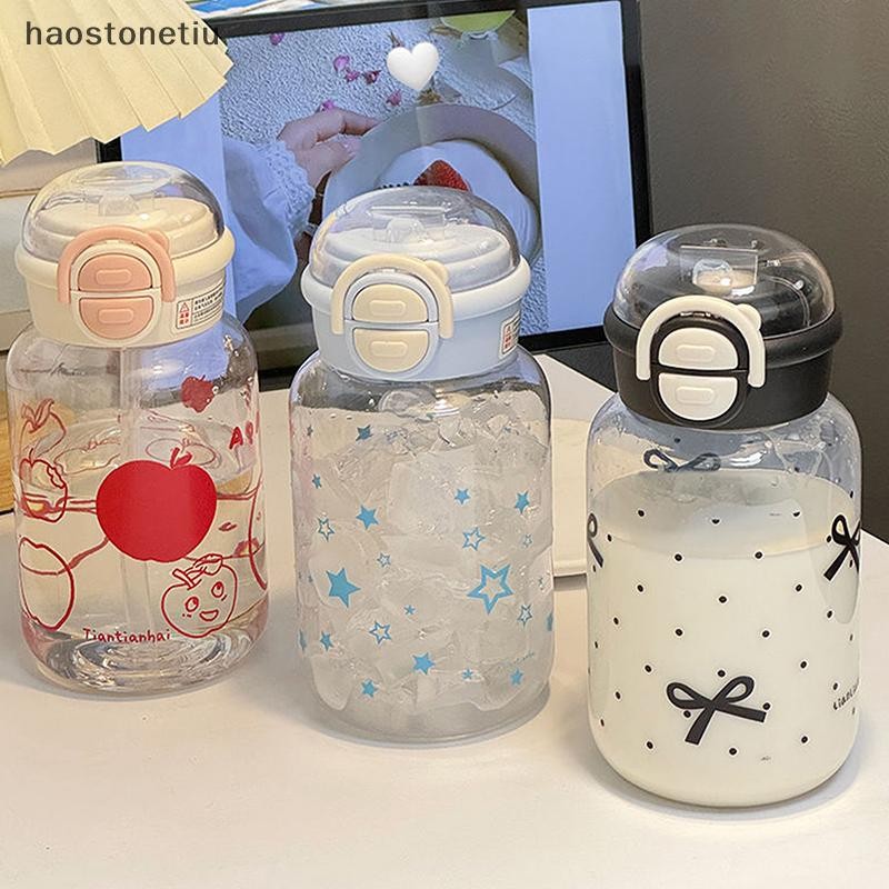 HA Bình Nước Dễ Thương Có Ống Hút Nhựa Di Động Nắp Lên Cốc Nước Trẻ Em Chống Rò Rỉ Bình Nước Dễ Thương Uống n