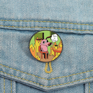 Hoạt Hình COURAGE The Cowardly Dog Men Trâm Pin Kim Loáng Ba Lô Phụ Kiện Quà Tặng Cho Bạn Bè