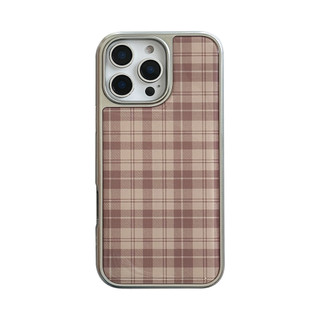 [Sheren] Vỏ điện thoại độc đáo kẻ sọc màu nâu Retro Thích hợp cho i16 15 14 13 12 11 pro max Vỏ bảo vệ chống sốc