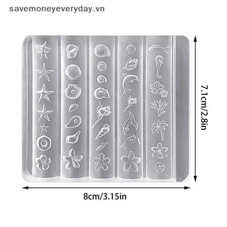 Khuôn móng silicone 3D hoa loa kèn ốc san hô sao biển tự làm