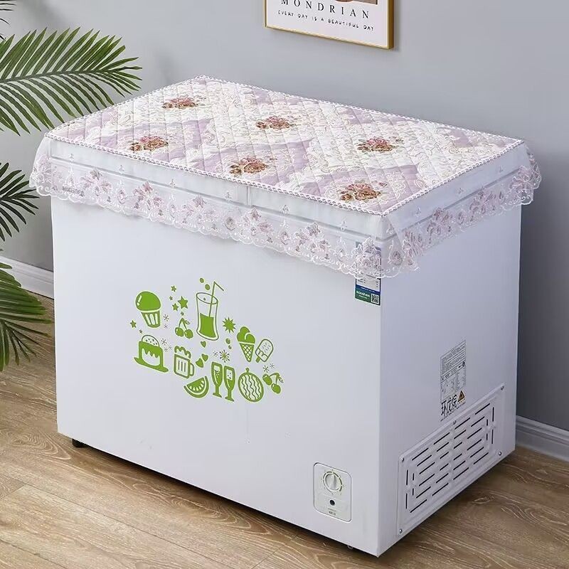 SANCHENGQCBY6827 Vỏ tủ đông lớn Vỏ vải Vỏ sò chống bụi Tủ đông Phong cách mới Hình chữ nhật Hộ gia đình dày chống trượt Khăn