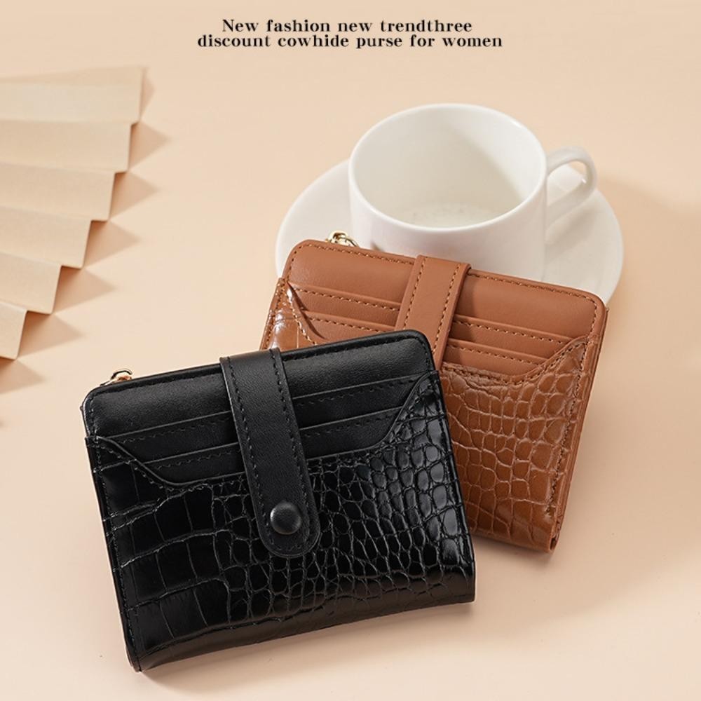 Ví Ngắn Nữ GUSTAVA, In Hình Cá Sấu Nhiều Khe Cắm Thẻ Ví Đựng Tiền Xu, Ví Da PU Màu Trơn Chống Thấm Nước Di Động Dành Cho Nữ