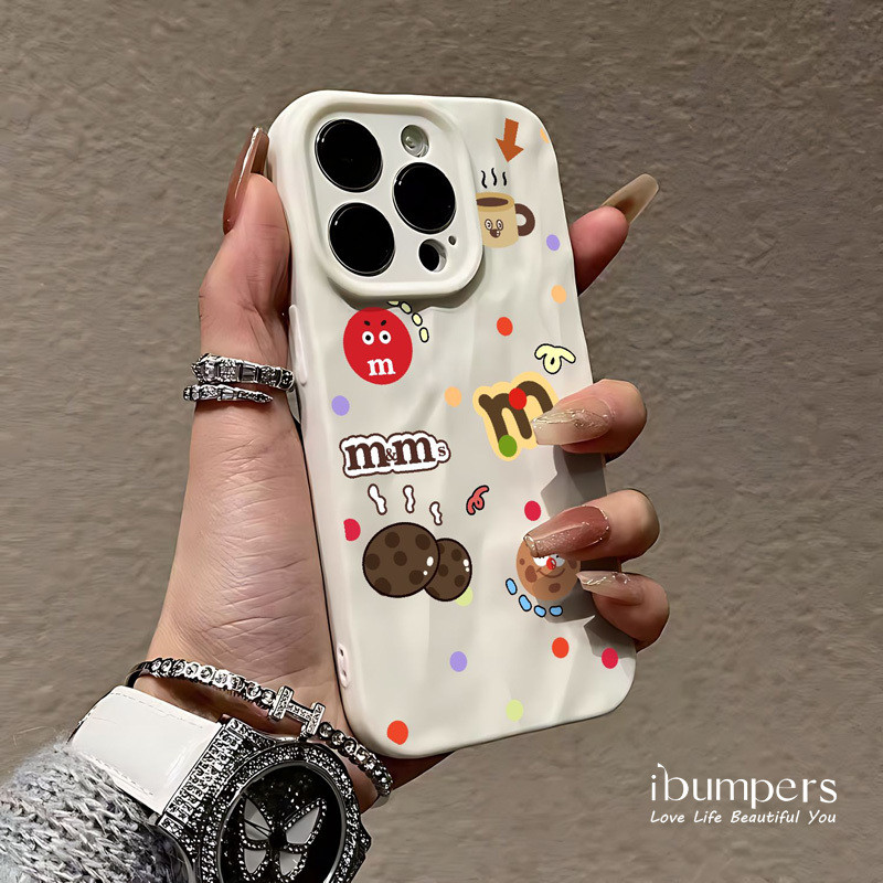 ibumpers Ốp Điện Thoại iPhone Họa Tiết M&M Đầy Màu Sắc Đễ Thương Cho IPhone 16 15 14 12 13 11 Pro Max IP 7 8 Plus X XS XR Xếp Ly Ốp Lưng Silicon Mềm Chống Sốc