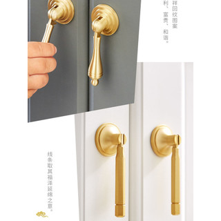 Tay nắm cửa tủ ngăn kéo kiểu Trung Quốc mới, tay nắm tủ bằng đồng nguyên chất, tủ vàng sang trọng nhẹ, đồ nội thất hình giọt nước, tay nắm đồng retro một lỗ
