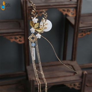Nữ Vintage Đũa Tóc Vàng & Bạc Bun Giá Đỡ Có Tua Rua Cho Sườn Xám Han Quần Áo Trà Mặc