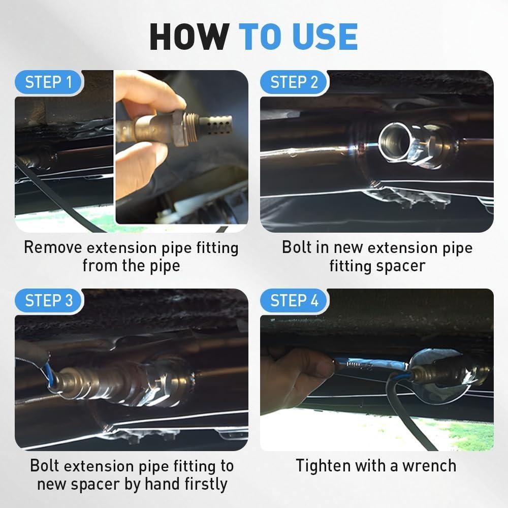 Cảm biến xúc tác oxy FANIELLAPOWELL, Bộ chuyển đổi cảm biến oxy Mini bạc, Kích thước ren bằng thép không gỉ chất lượng cao M18 × 1.5 Lắp ống nối dài cho phụ kiện ô tô