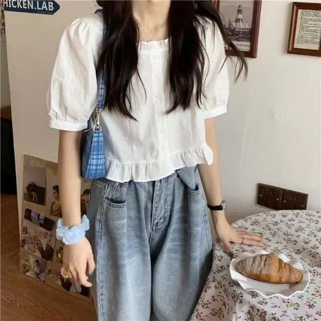 Áo sơ mi ngắn tay xù thời trang mới mùa hè 2025 dành cho nữ